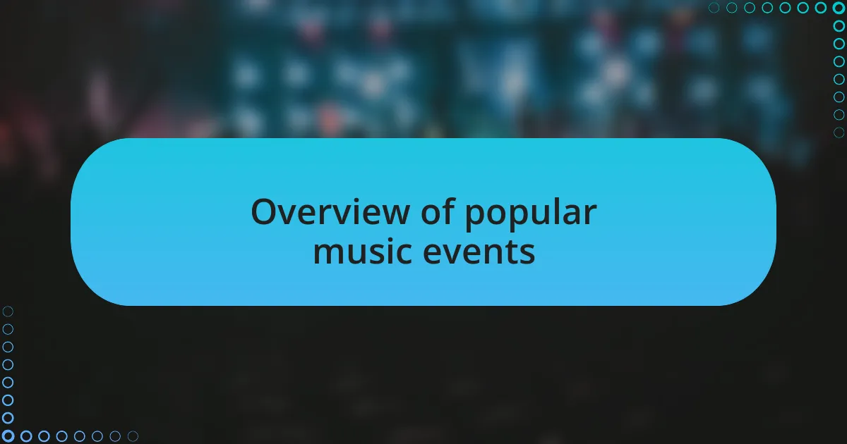 Overview of popular music events