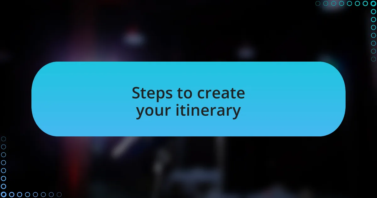 Steps to create your itinerary