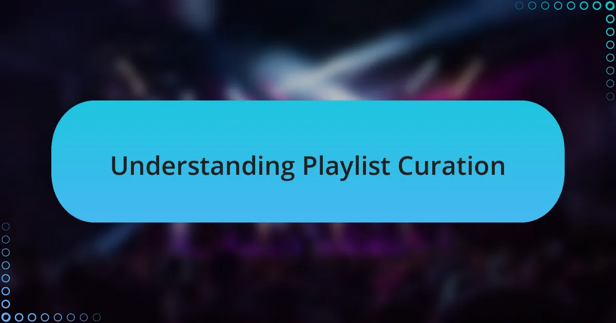 Understanding Playlist Curation
