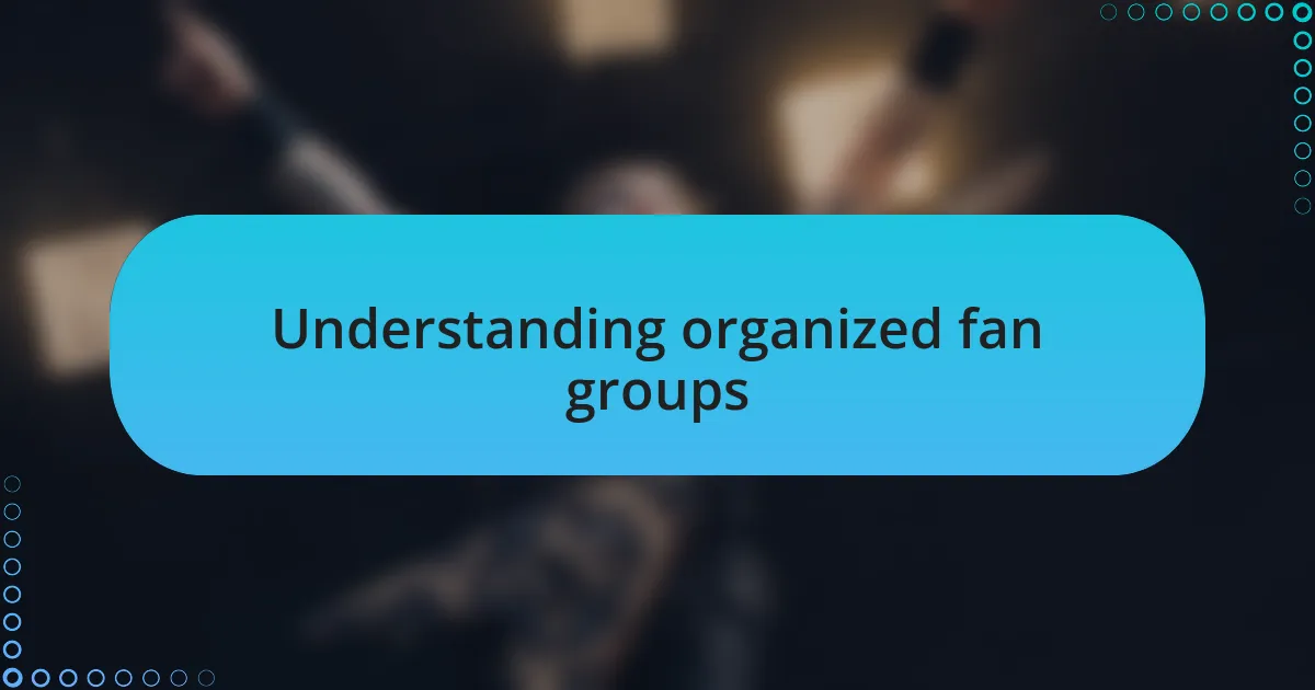 Understanding organized fan groups